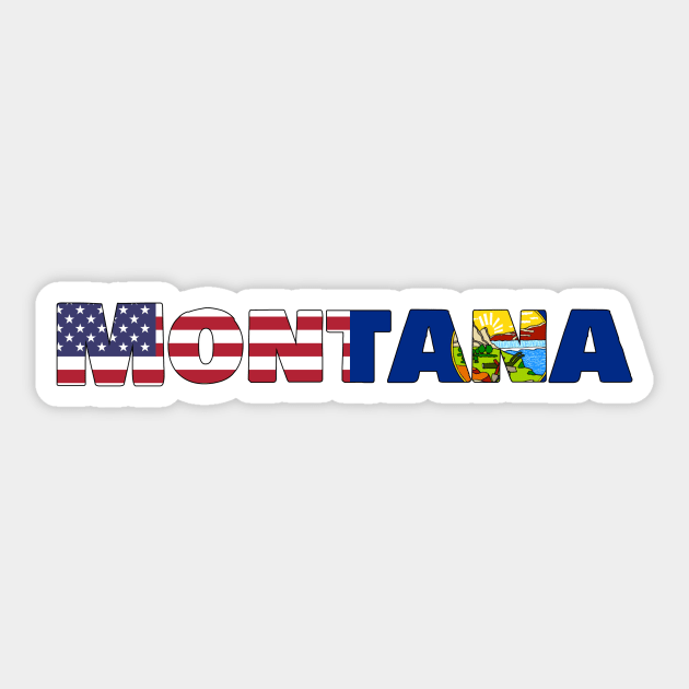 Montana State Flag/American Flag Logo Sticker by ElevenGraphics